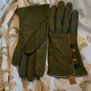 Elegant Olive/army Green Leather Gloves
